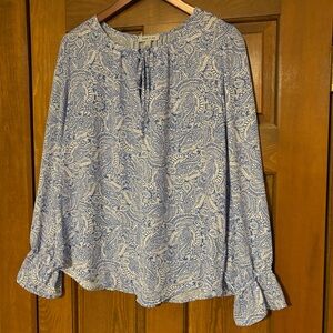 Ruffle Coquette Coastal Normcore  floral &ivy peasant blouse  size L *2 for 20**